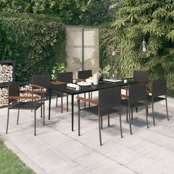 3-tlg. Garten-Essgruppe Schwarz