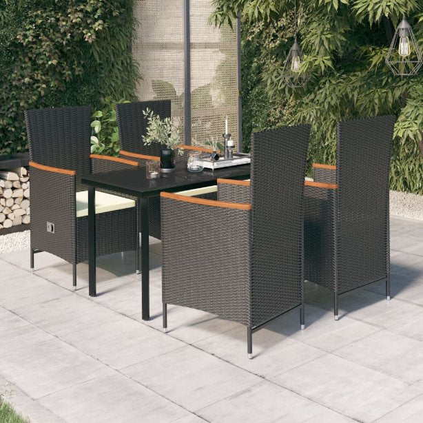 3-tlg. Garten-Essgruppe mit Kissen Schwarz