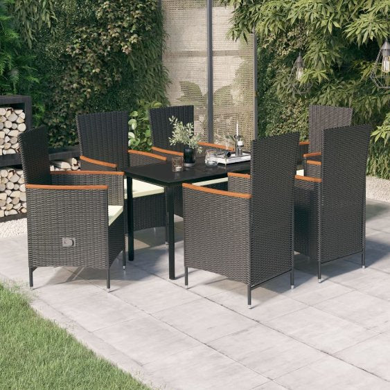 3-tlg. Garten-Essgruppe mit Kissen Schwarz