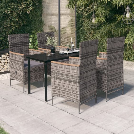 3-tlg. Garten-Essgruppe mit Kissen Schwarz