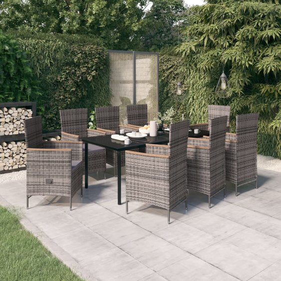 3-tlg. Garten-Essgruppe mit Kissen Schwarz