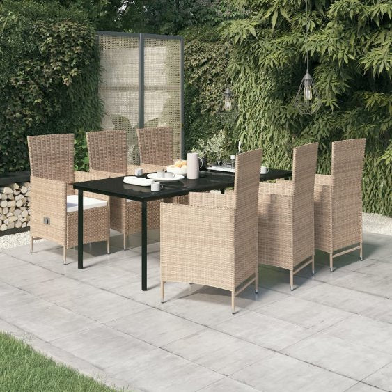 3-tlg. Garten-Essgruppe mit Kissen Schwarz