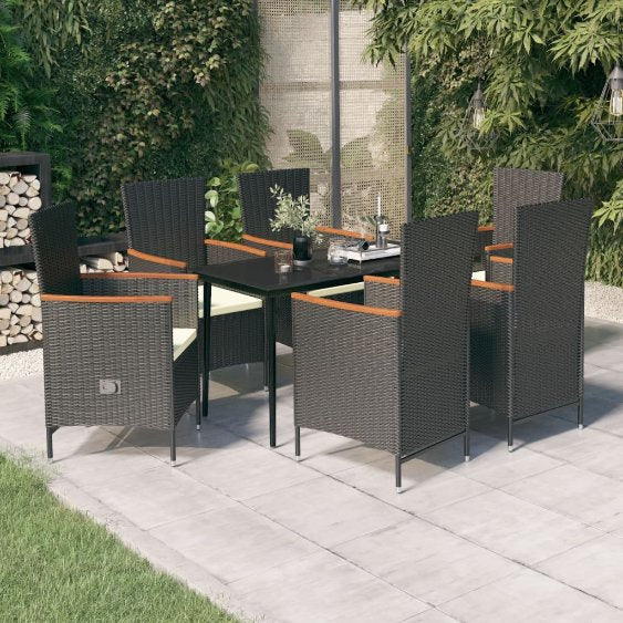 3-tlg. Garten-Essgruppe mit Kissen Schwarz