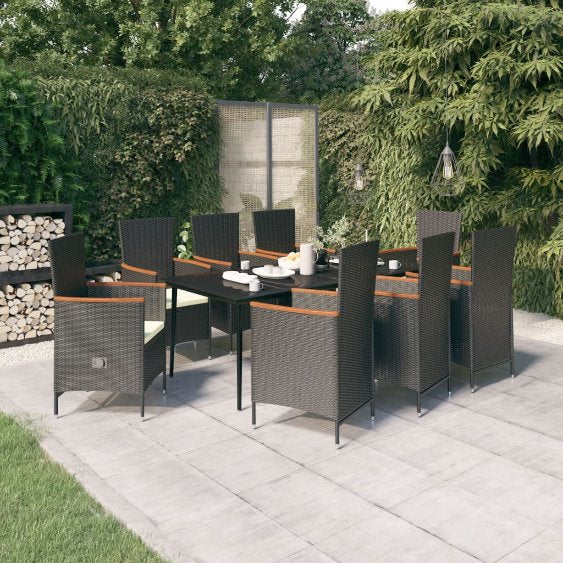 3-tlg. Garten-Essgruppe mit Kissen Schwarz