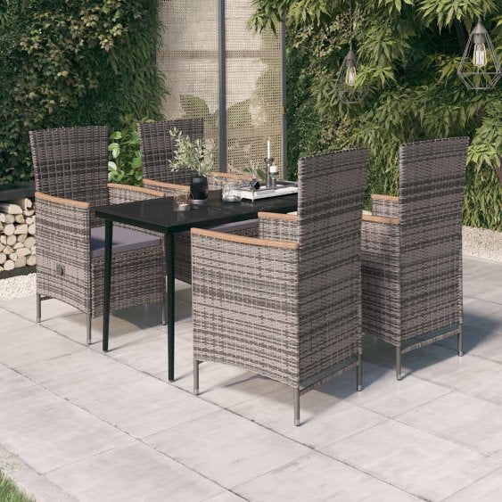 3-tlg. Garten-Essgruppe mit Kissen Schwarz