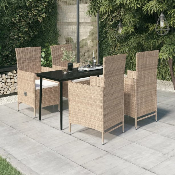 3-tlg. Garten-Essgruppe mit Kissen Schwarz