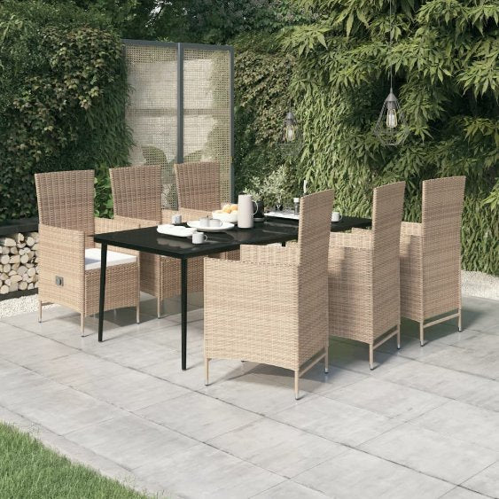 3-tlg. Garten-Essgruppe mit Kissen Schwarz