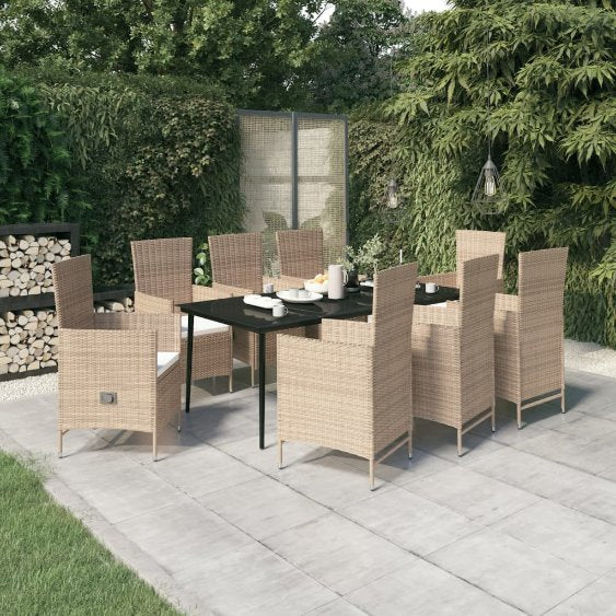 3-tlg. Garten-Essgruppe mit Kissen Schwarz