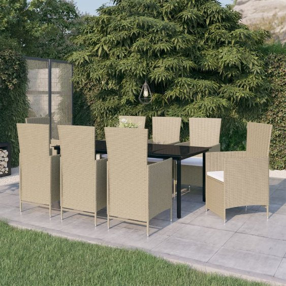 7-tlg. Garten-Essgruppe mit Kissen Schwarz