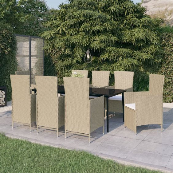 7-tlg. Garten-Essgruppe mit Kissen Schwarz