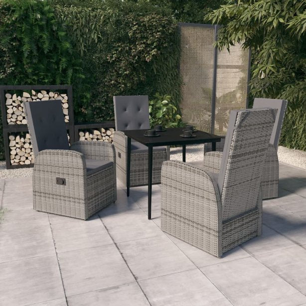 3-tlg. Garten-Essgruppe mit Kissen Grau