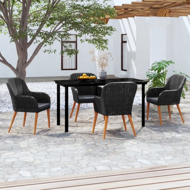 3-tlg. Garten-Essgruppe mit Kissen Schwarz