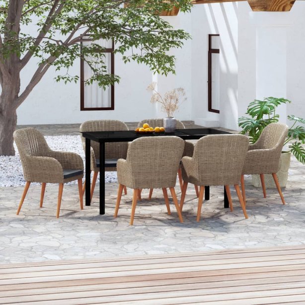 3-tlg. Garten-Essgruppe mit Kissen Schwarz