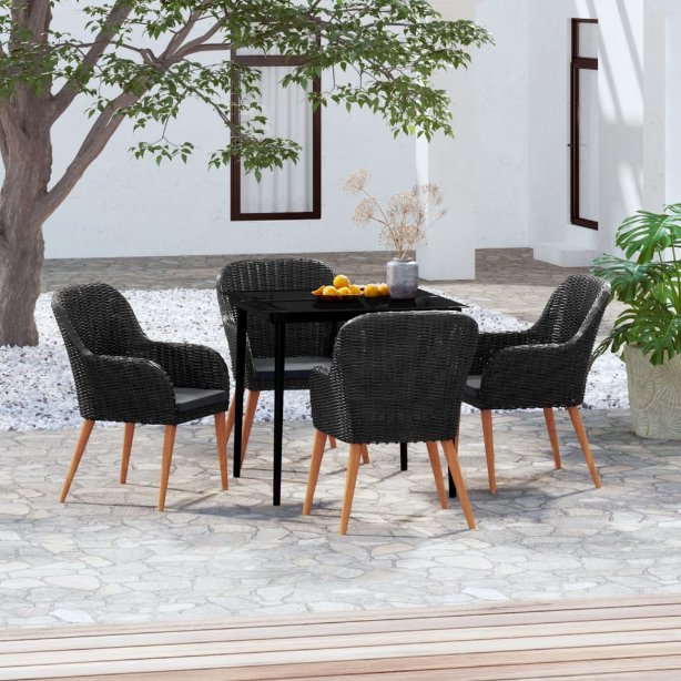 3-tlg. Garten-Essgruppe mit Kissen Schwarz