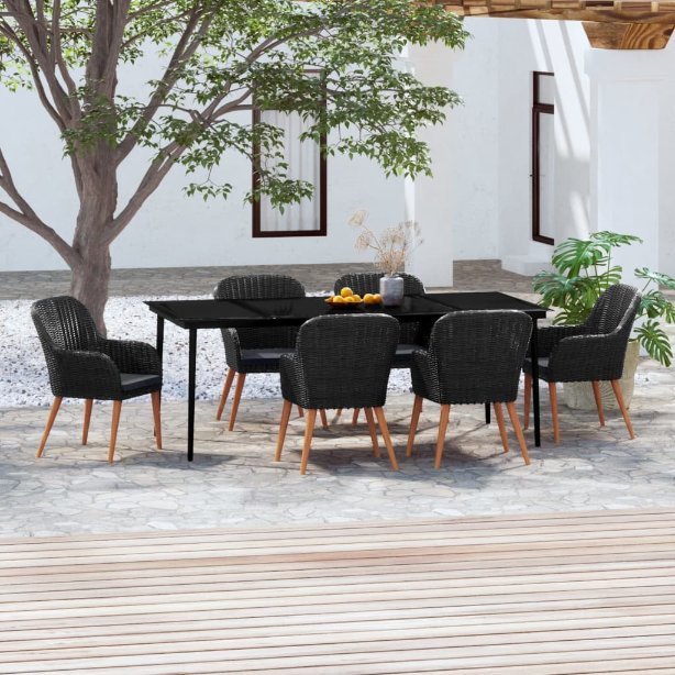 3-tlg. Garten-Essgruppe mit Kissen Schwarz