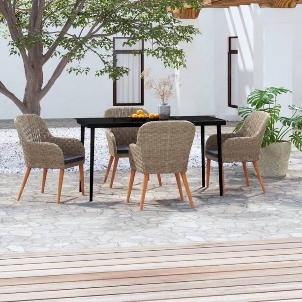 3-tlg. Garten-Essgruppe mit Kissen Schwarz