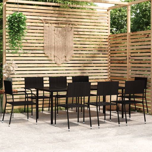 3-tlg. Garten-Essgruppe Schwarz