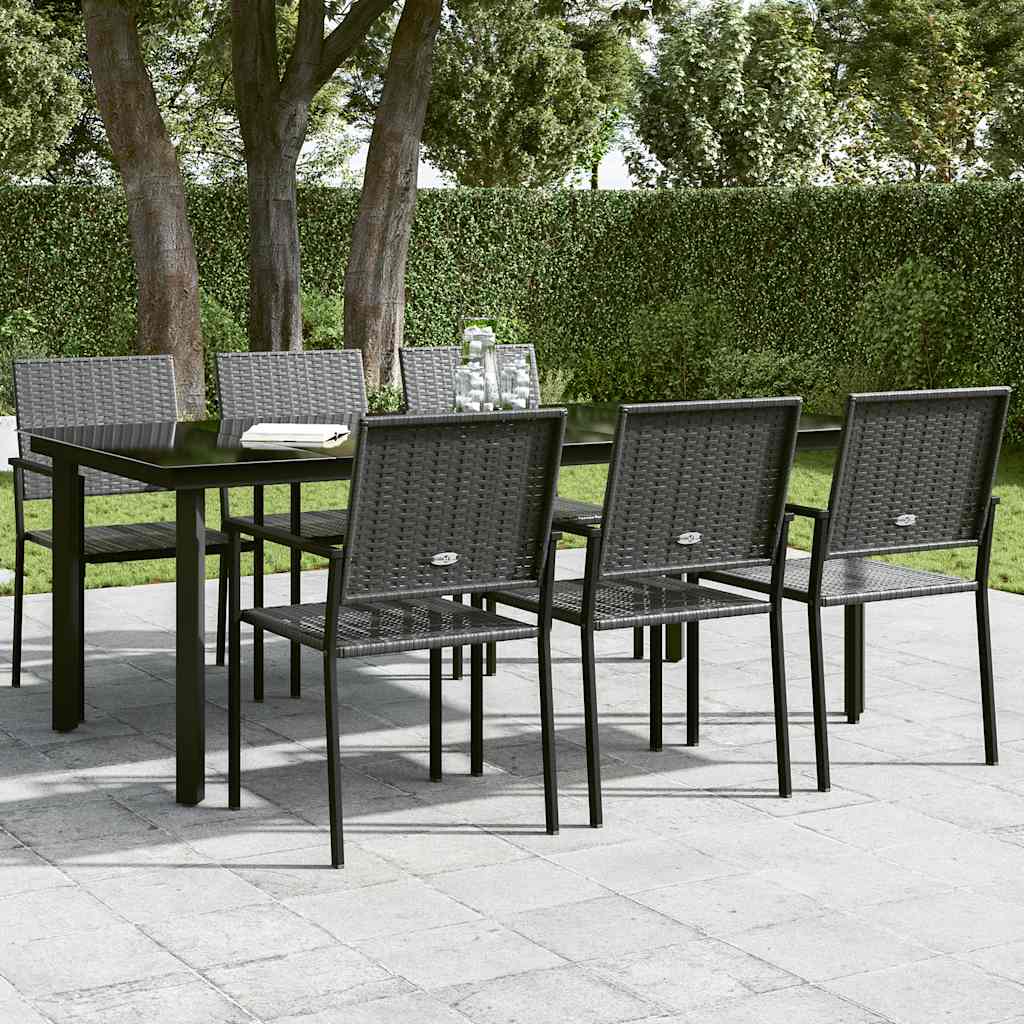vidaXL Garten-Esstisch Schwarz 200x100x74 cm Stahl und Glas
