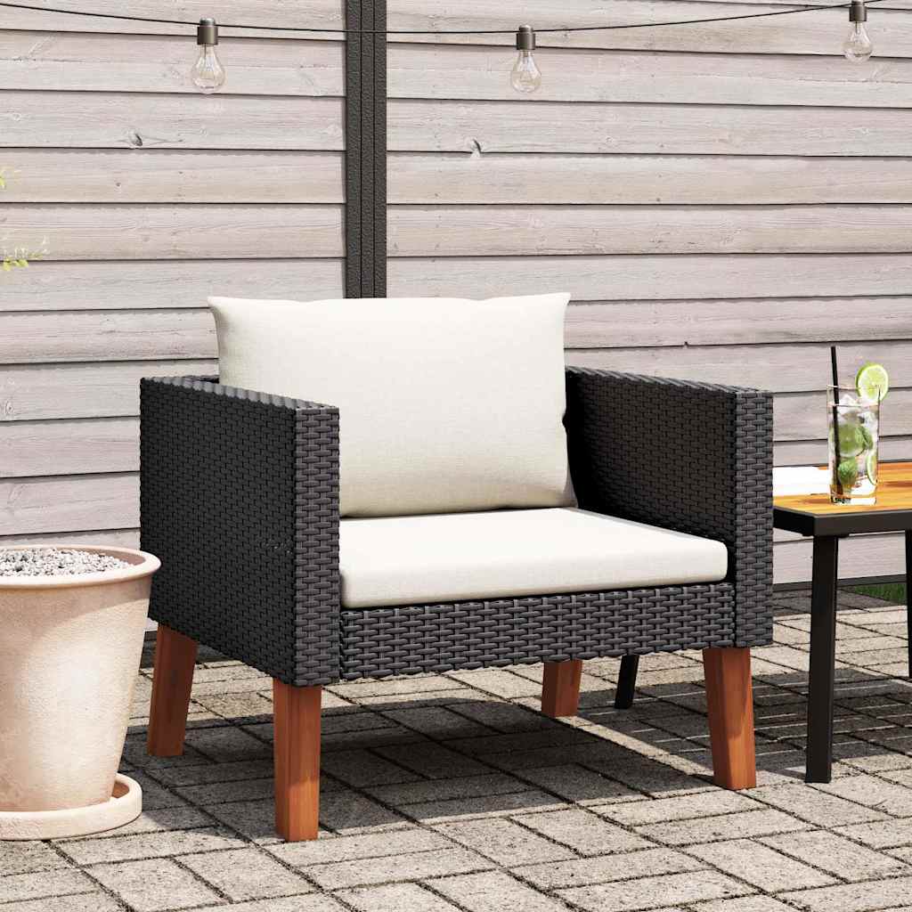 vidaXL 3-Sitzer-Gartensofa mit Auflagen Poly Rattan Beige