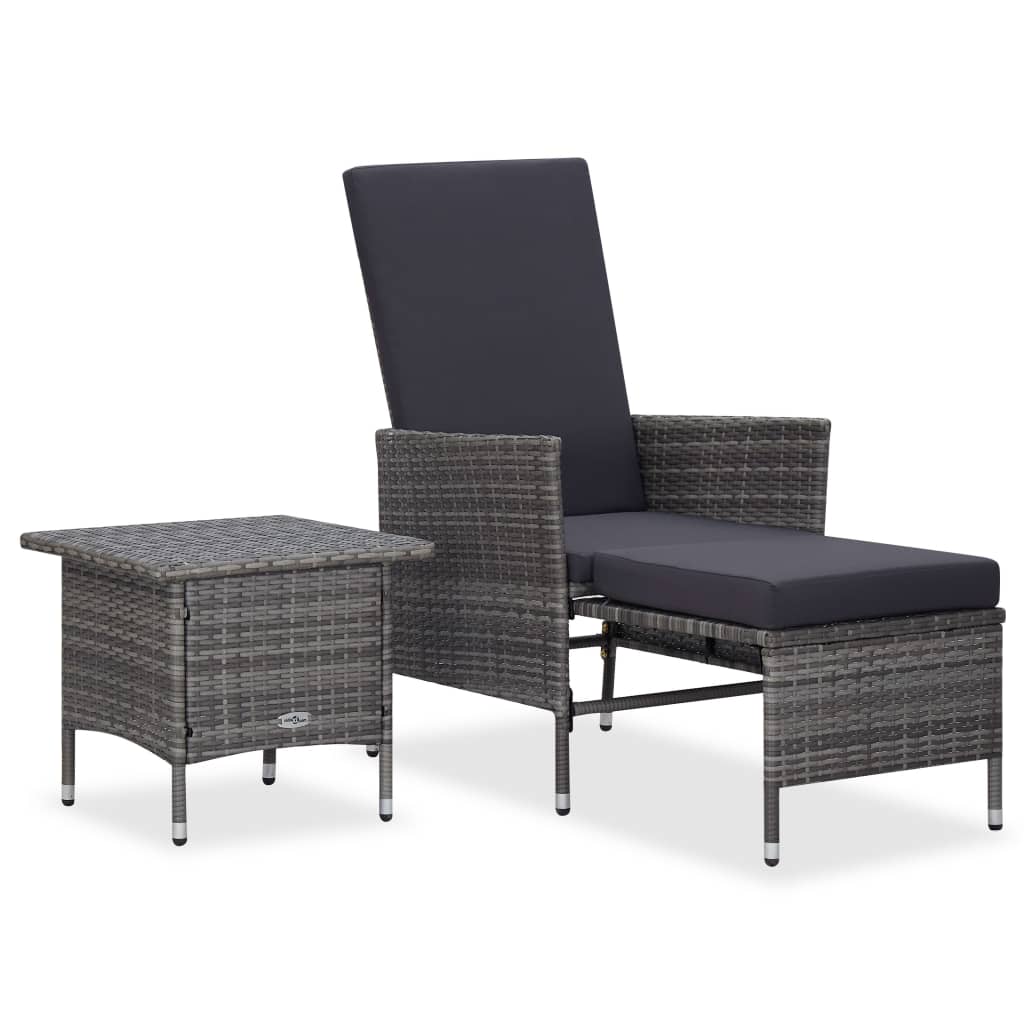 2-tlg. Garten-Lounge-Set mit Kissen Poly Rattan Schwarz