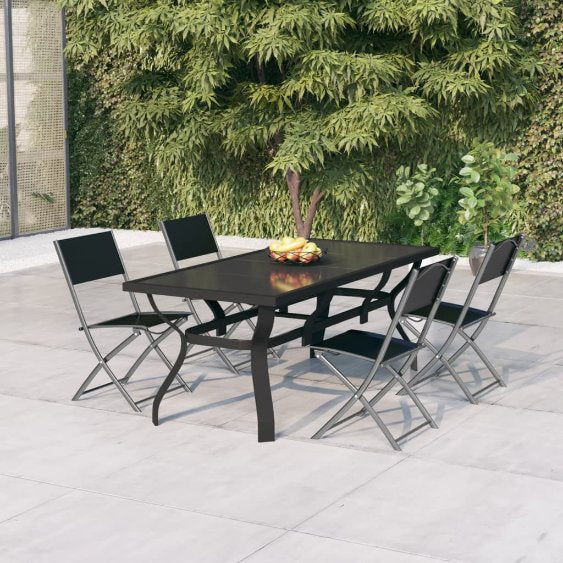 7-tlg. Garten-Essgruppe Grau und Schwarz