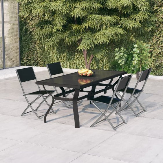 7-tlg. Garten-Essgruppe Grau und Schwarz