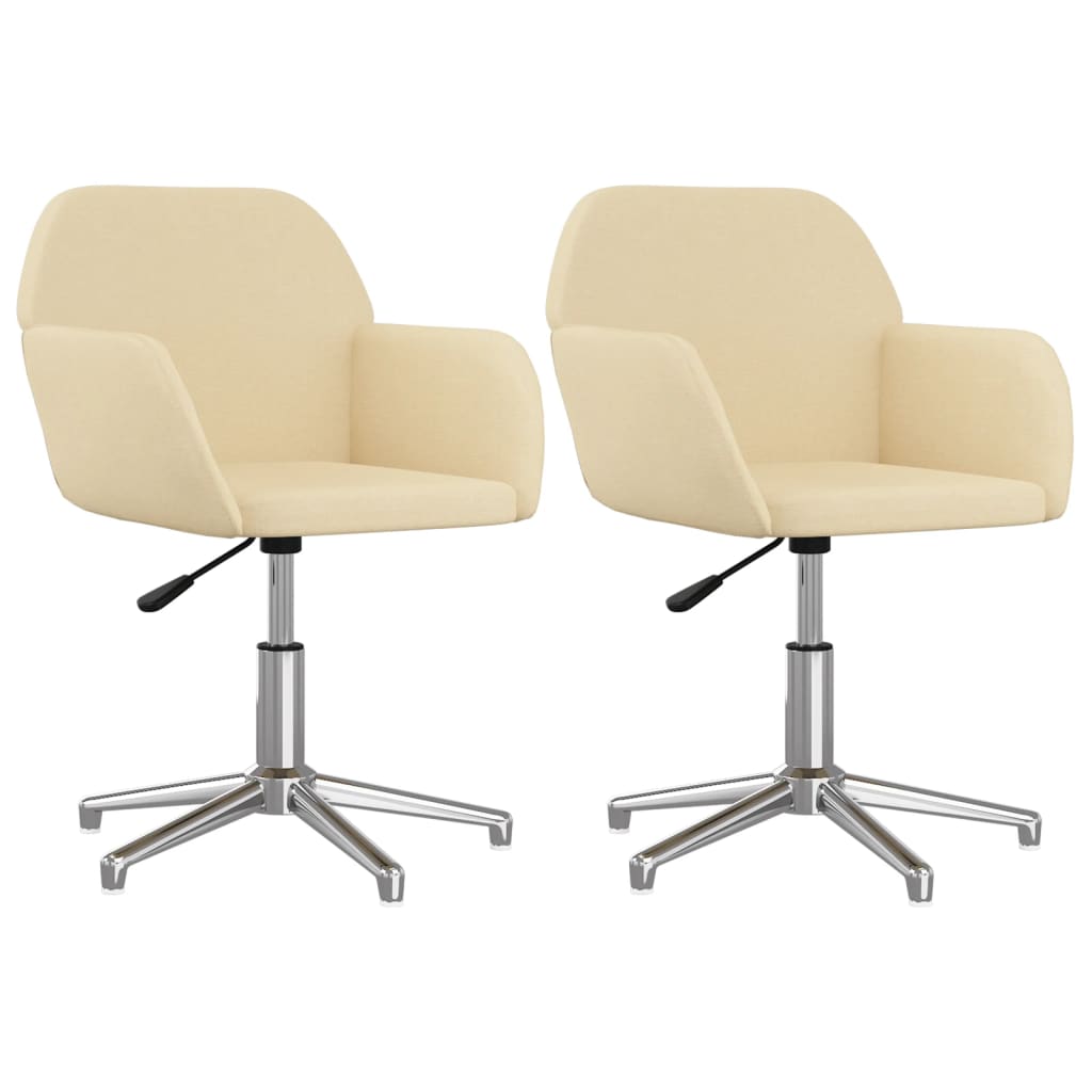 vidaXL Esszimmerstühle 2 Stk. Drehbar Creme Stoff