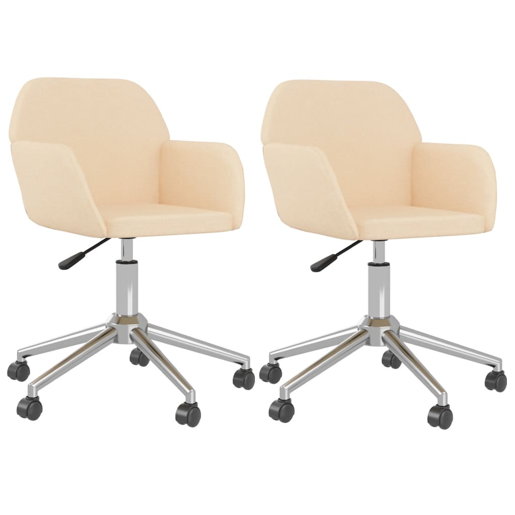 vidaXL Esszimmerstühle 2 Stk. Drehbar Creme Stoff