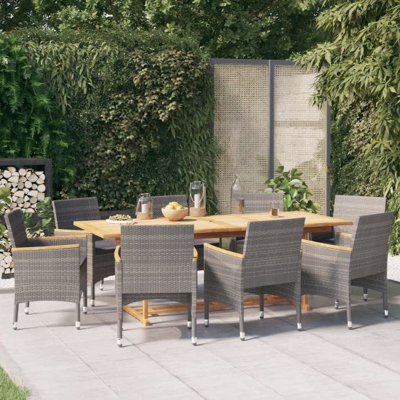 9-tlg. Garten-Essgruppe mit Kissen Schwarz