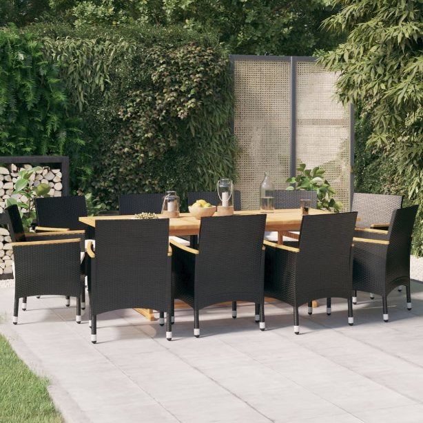 9-tlg. Garten-Essgruppe mit Kissen Schwarz