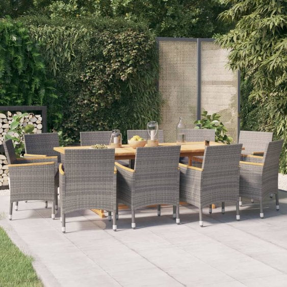 9-tlg. Garten-Essgruppe mit Kissen Schwarz