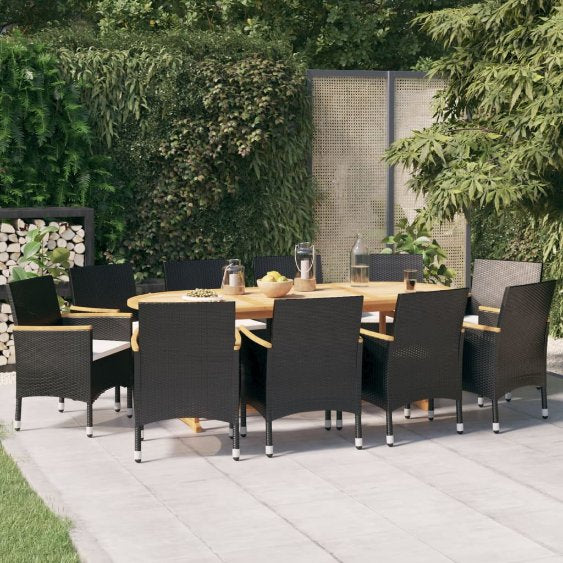 9-tlg. Garten-Essgruppe mit Kissen Schwarz