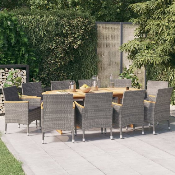 9-tlg. Garten-Essgruppe mit Kissen Schwarz