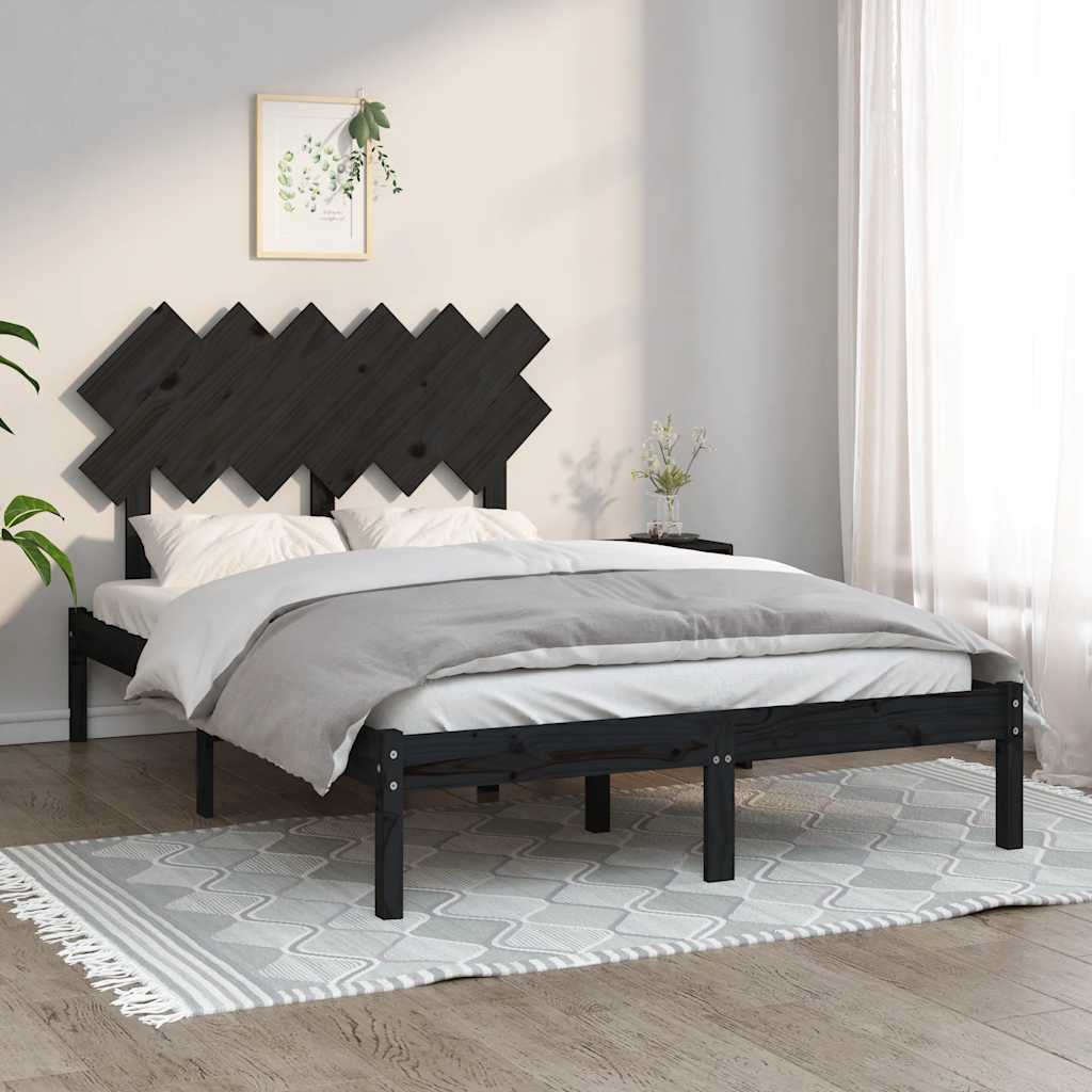 Massivholzbett Schwarz 75x190 cm