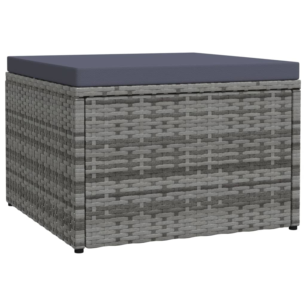 vidaXL Outdoor-Fußhocker mit Kissen Grau Polyrattan