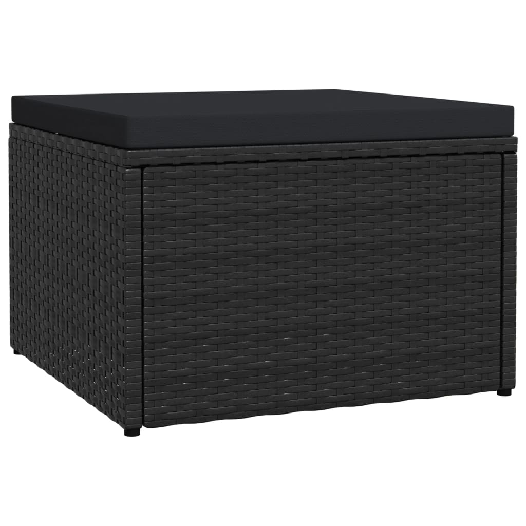 vidaXL Outdoor-Fußhocker mit Kissen Grau Polyrattan