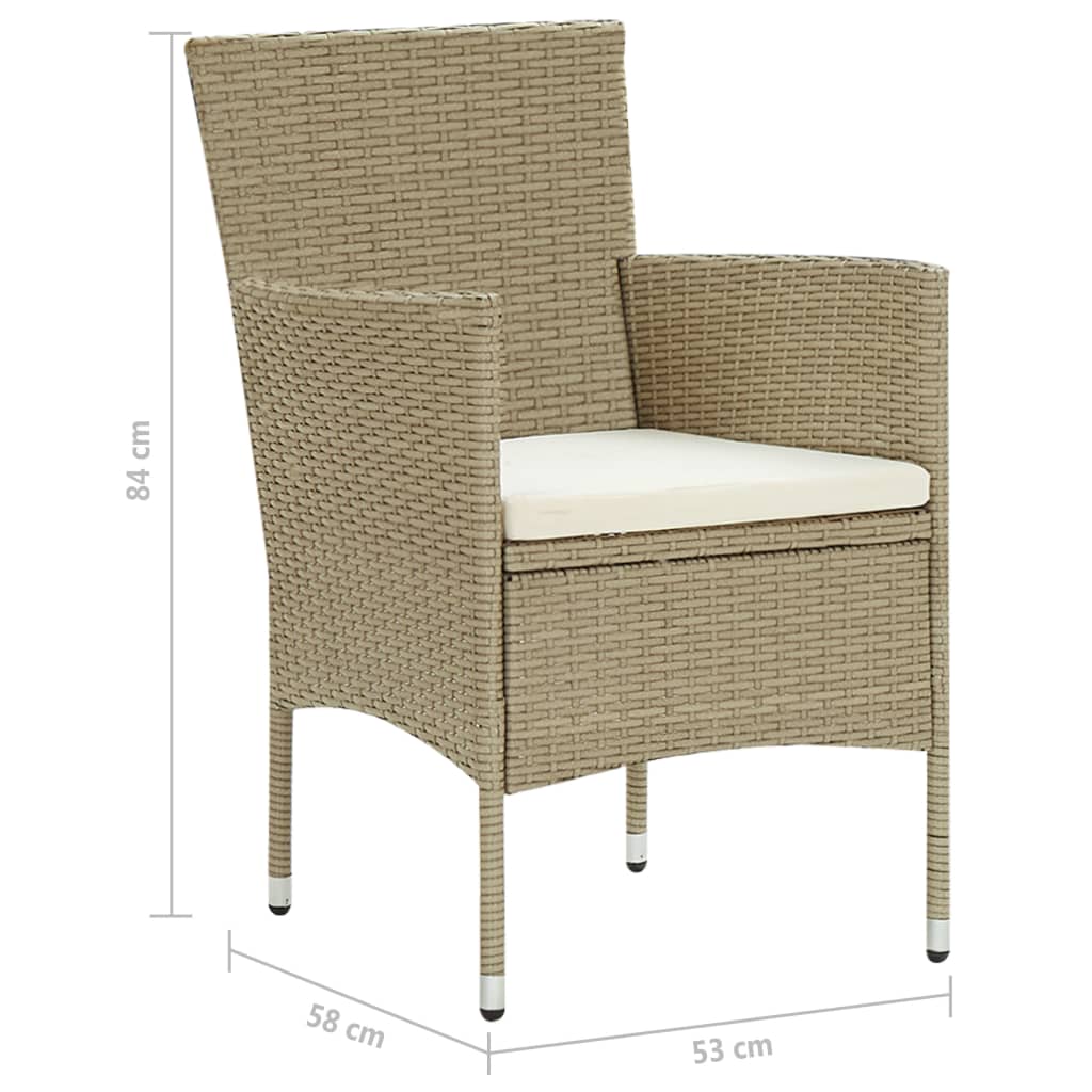 vidaXL Garten-Essstühle 2 Stk. Poly Rattan Beige
