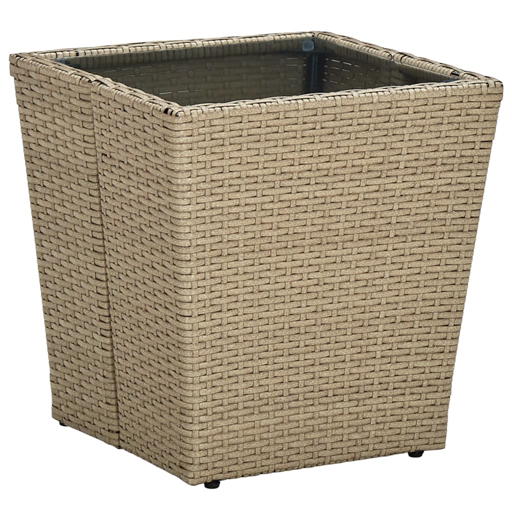 vidaXL Beistelltisch Beige 41,5x41,5x44 cm Poly Rattan und Hartglas