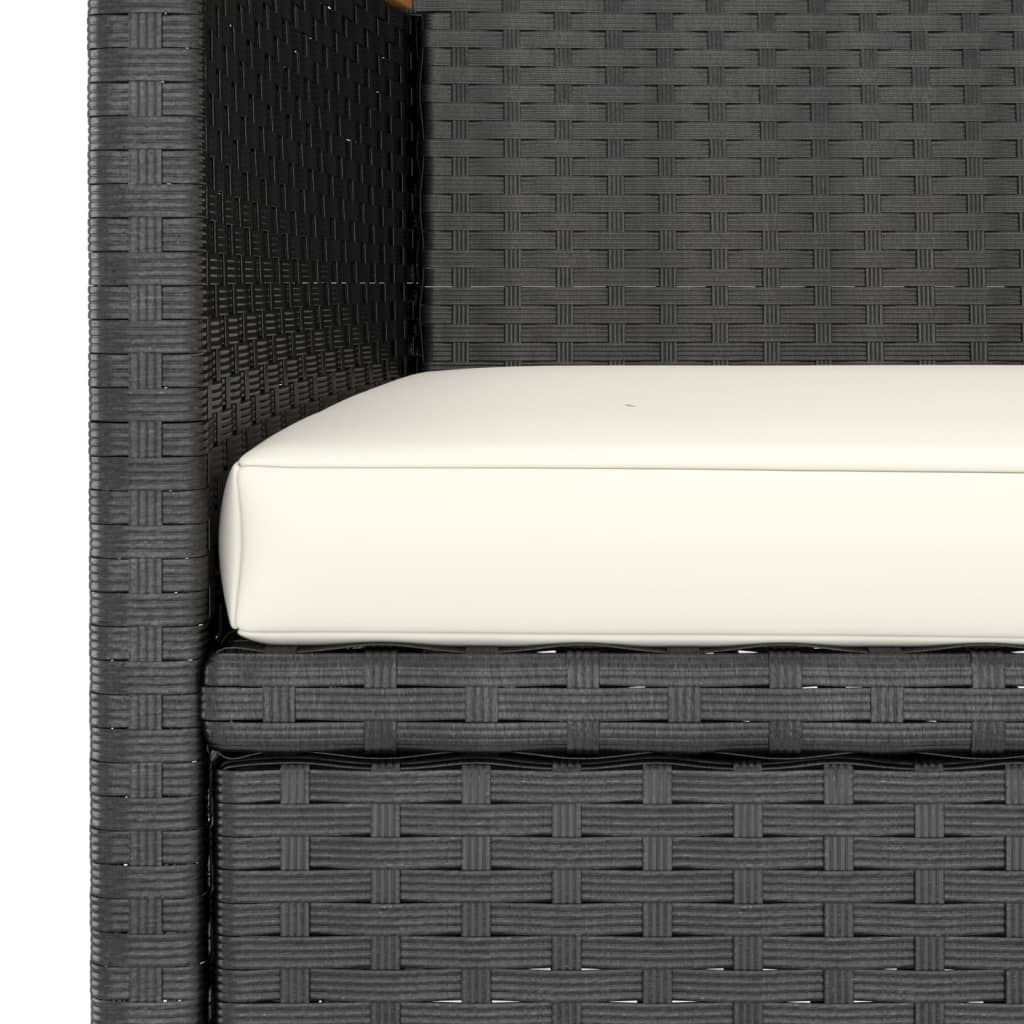 vidaXL 4-tlg. Gartenstuhl und Hocker Set Poly Rattan Schwarz