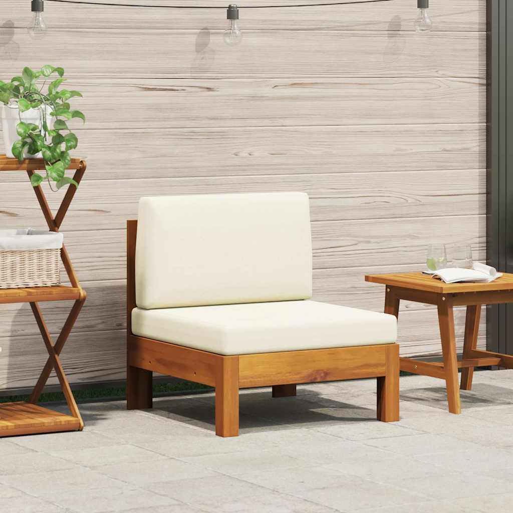 vidaXL 2-tlg. Garten-Lounge-Set mit Cremeweißen Kissen Akazienholz