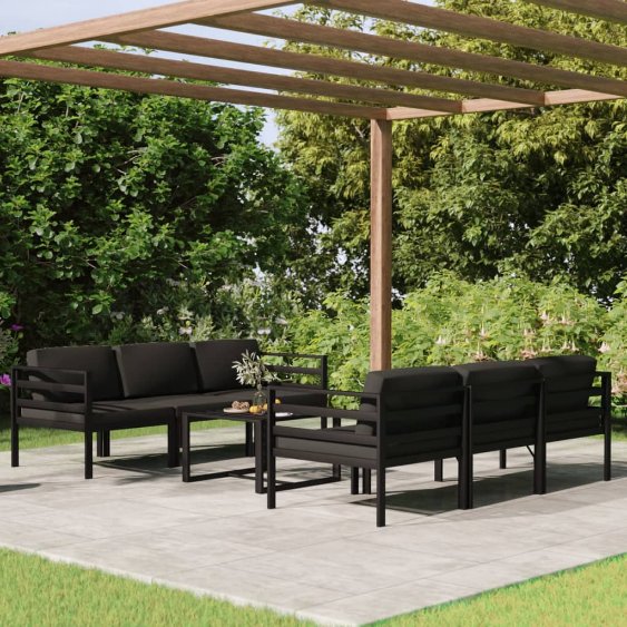 6-tlg. Garten-Lounge-Set mit Kissen Aluminium Anthrazit