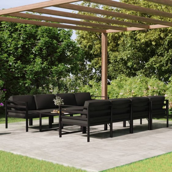 6-tlg. Garten-Lounge-Set mit Kissen Aluminium Anthrazit