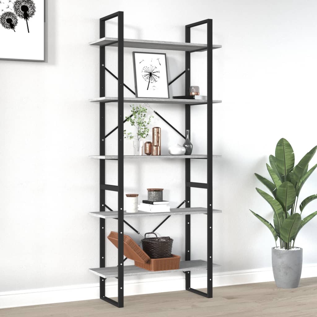 vidaXL Bücherregal 5 Fächer Weiß 40x30x175 cm Holzwerkstoff