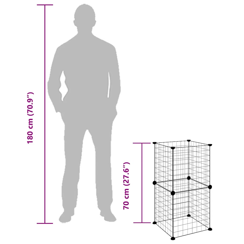 vidaXL 8-tlg. Haustierkäfig Schwarz 35x35 cm Stahl