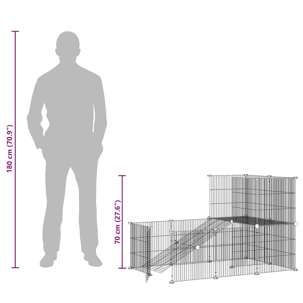 vidaXL 20-tlg. Haustierkäfig mit Tür Schwarz 35x35 cm Stahl