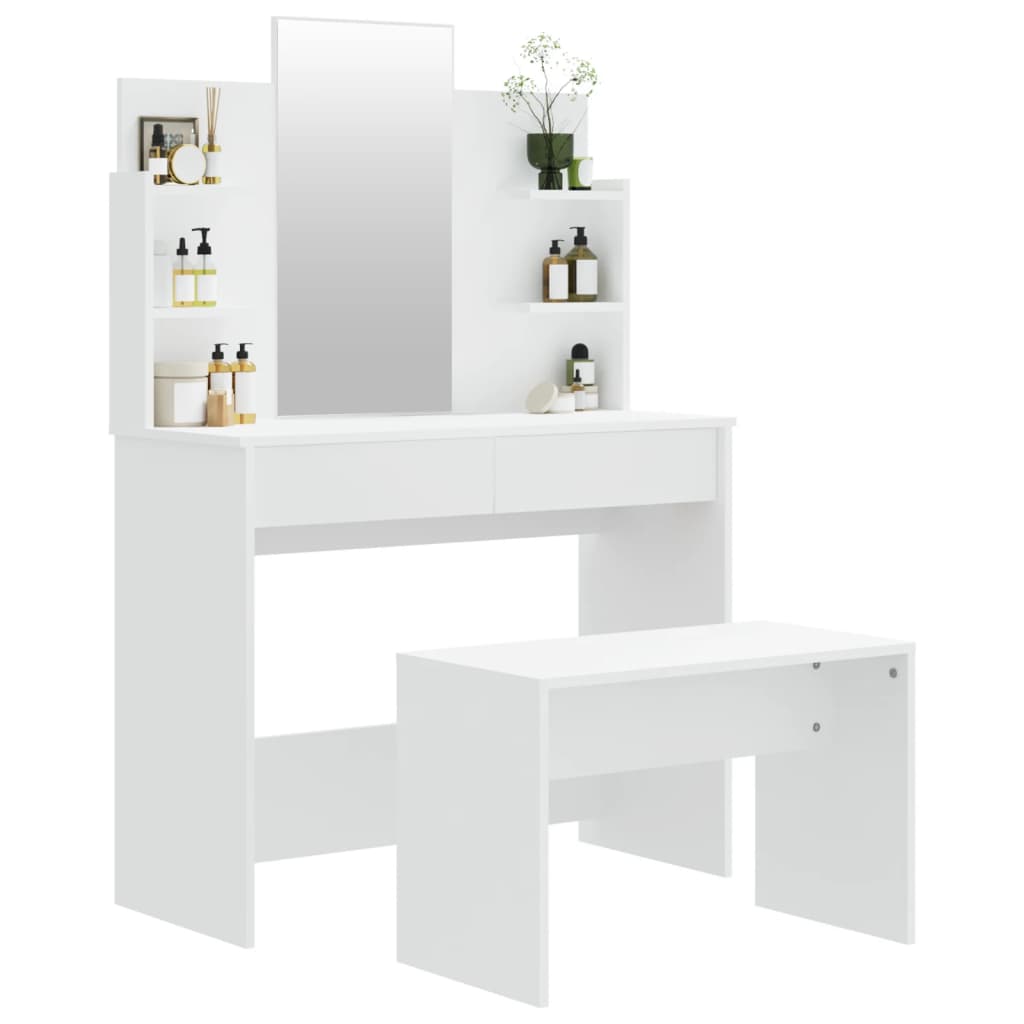 vidaXL Schminktisch-Set Weiß 96x40x142 cm