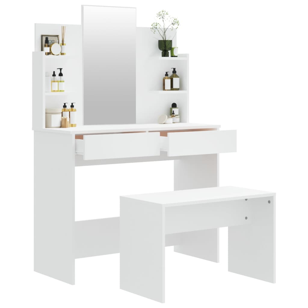vidaXL Schminktisch-Set Weiß 96x40x142 cm