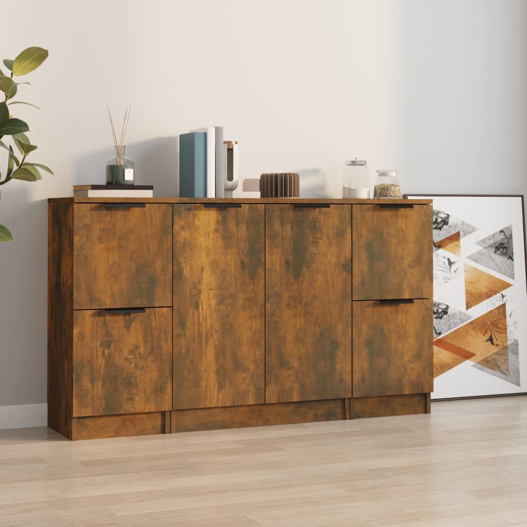 vidaXL Sideboards 3 Stk. Weiß Holzwerkstoff