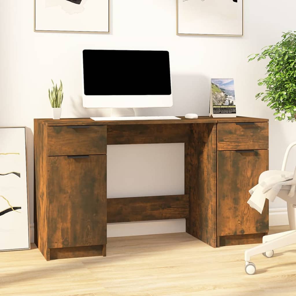 Schreibtisch mit Beistellschrank Weiß Holzwerkstoff