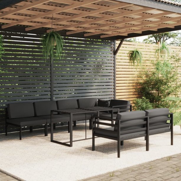 6-tlg. Garten-Lounge-Set mit Kissen Aluminium Anthrazit
